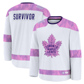 Kdoa T.Maple Leafs White Hockey Fights Cancer Survivor Practice Jerseys
