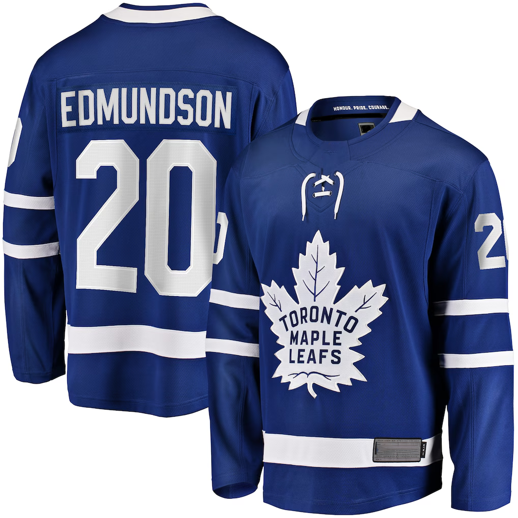 Kdoa T.Maple Leafs #20 Joel Edmundson Blue Home Premier Breakaway Player Jerseys