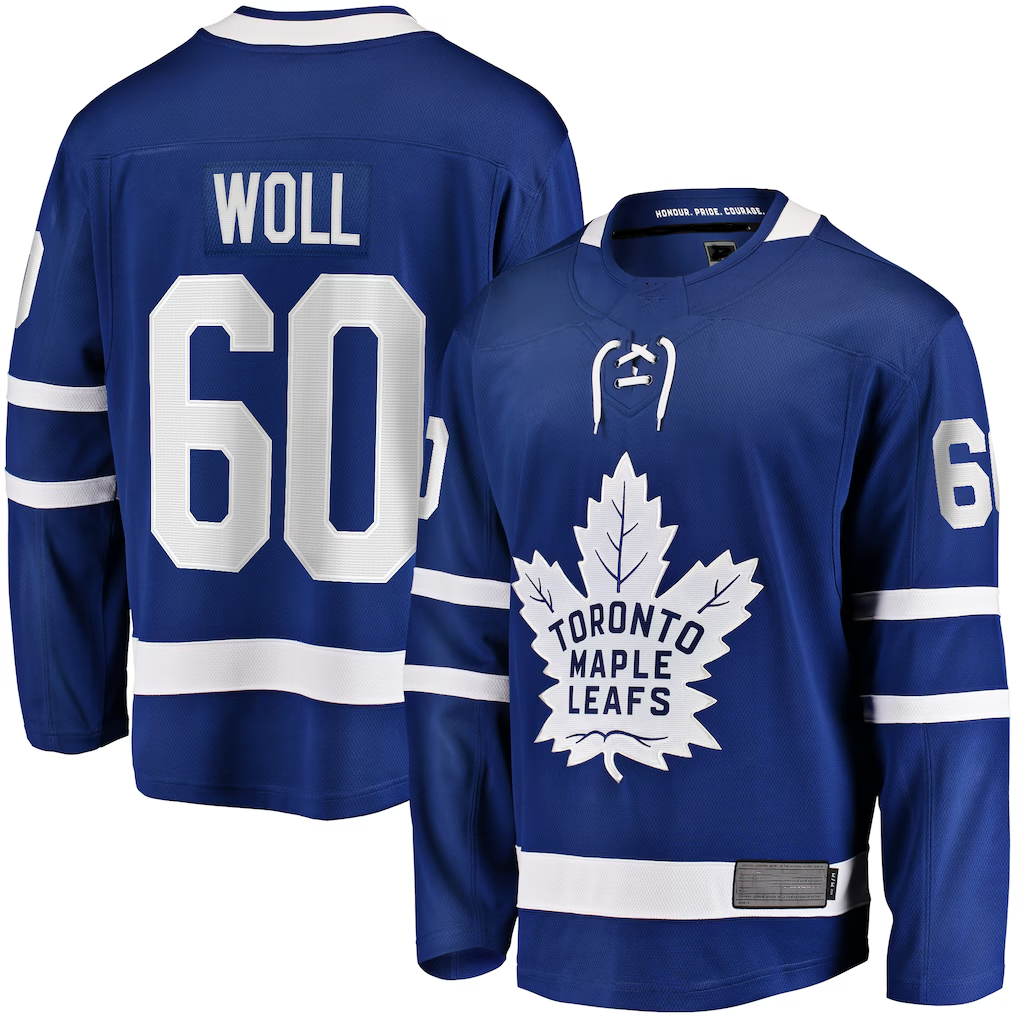 Kdoa T.Maple Leafs #60 Joseph Woll Blue Home Premier Breakaway Player Jerseys