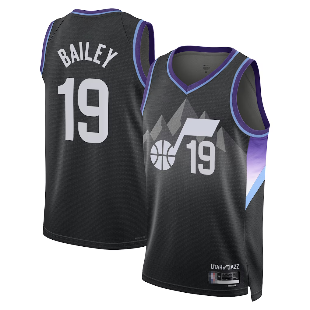 Kdoa U.Jazz #19 Ace Bailey Black Swingman Player Jerseys - Statement Edition