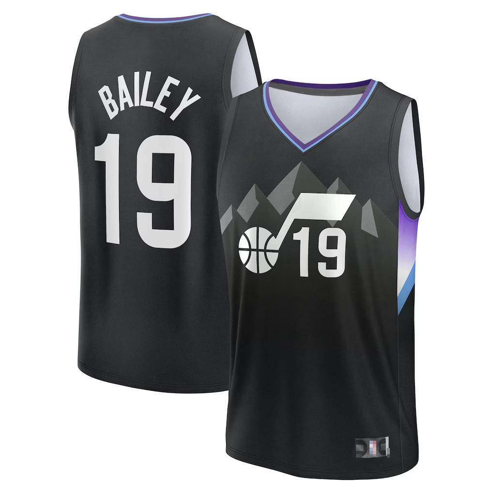 Kdoa U.Jazz #19 Ace Bailey Fanatics Black 2025 Draft First Round Pick Fast Break Replica Jerseys - Statement Edition