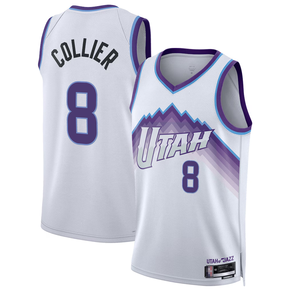 Kdoa U.Jazz #8 Isaiah Collier White Swingman Jerseys - Association Edition