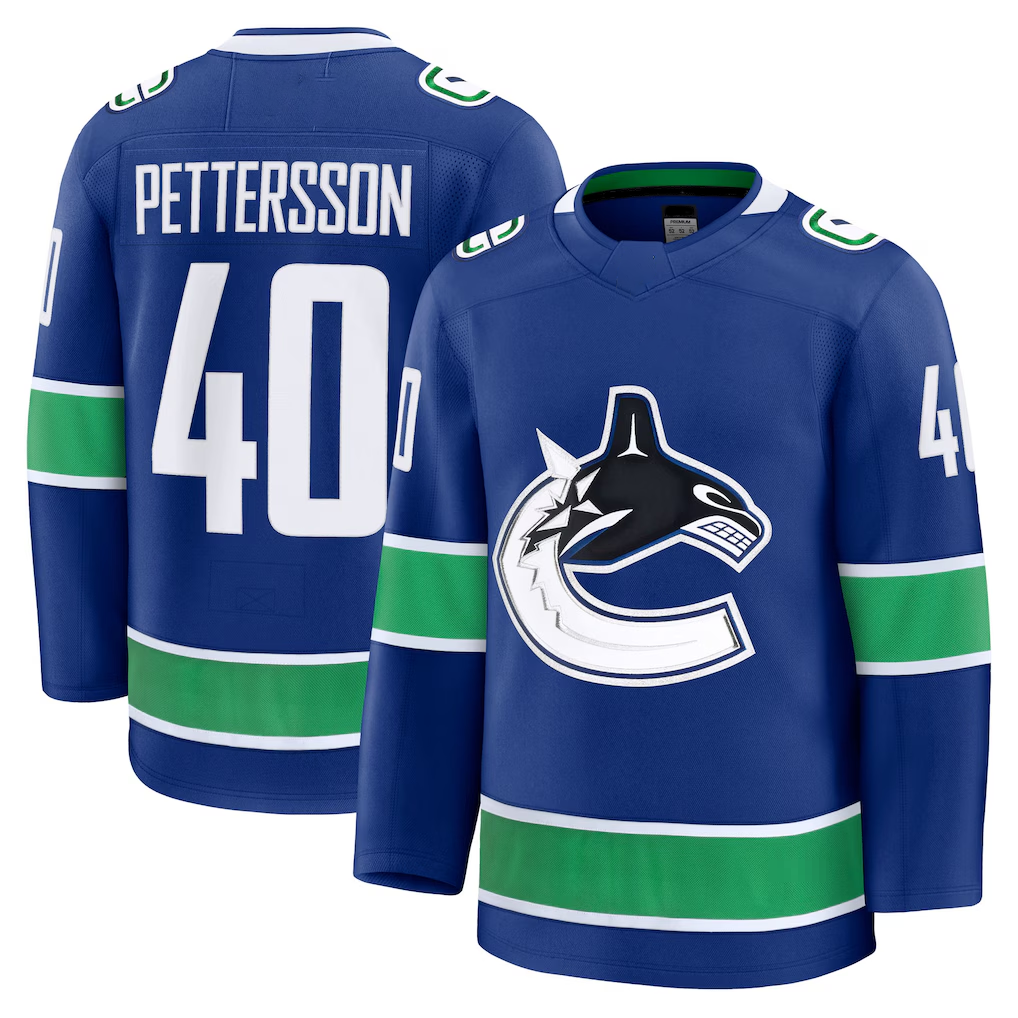 Kdoa V.Canucks #40 Elias Pettersson Blue Home Premium Jerseys