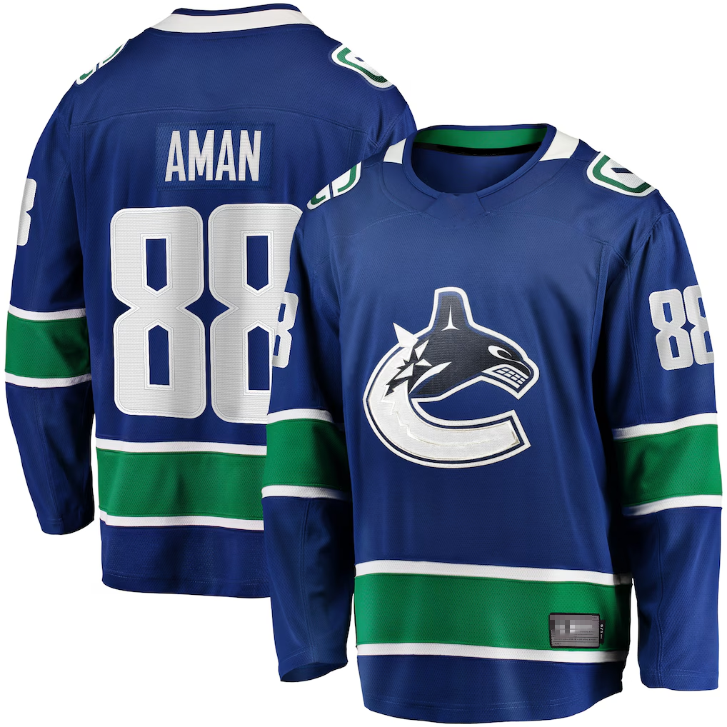 Kdoa V.Canucks #88 Nils Aman Blue Home Premier Breakaway Player Jerseys
