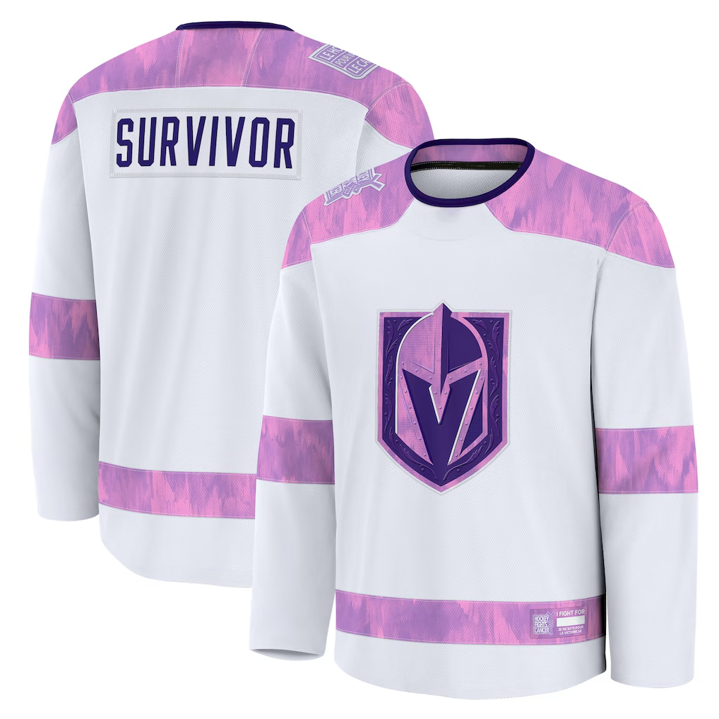 Kdoa V.Golden Knights White Hockey Fights Cancer Survivor Practice Jerseys