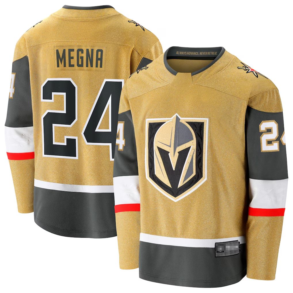 Kdoa V.Golden Knights #24 Jaycob Megna Gold Home Breakaway Jerseys