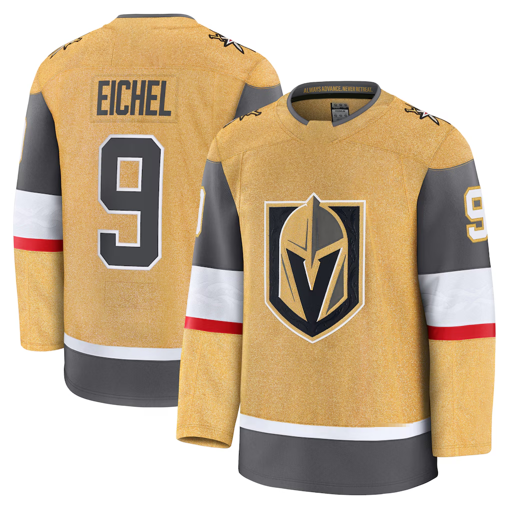 Kdoa V.Golden Knights #9 Jack Eichel Gold Home Premium Jerseys