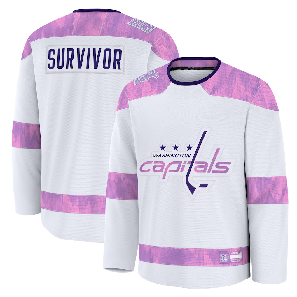 Kdoa W.Capitals White Hockey Fights Cancer Survivor Practice Jerseys