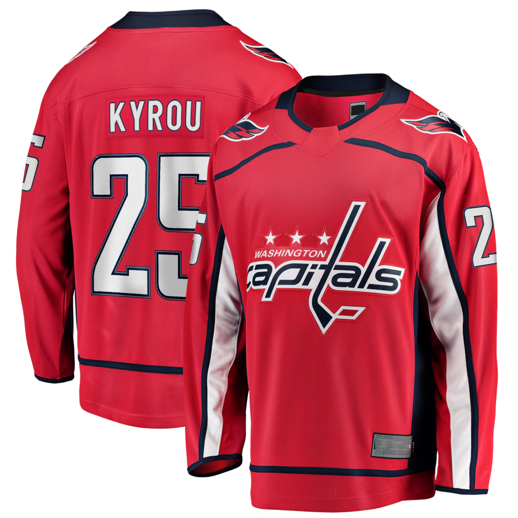Kdoa W.Capitals #25 Jordan Kyrou Red Home Breakaway Jerseys