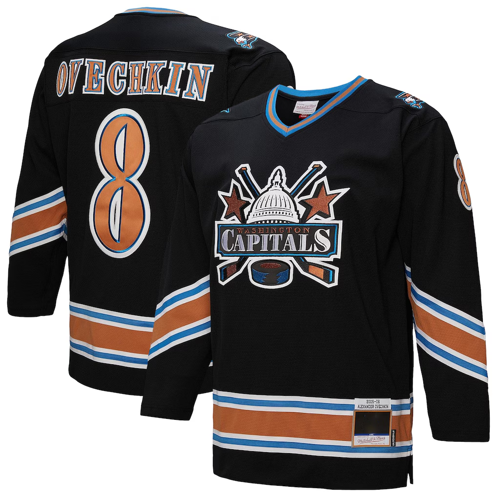 Kdoa W.Capitals #8 Alexander Ovechkin Mitchell & Ness Black 2005-06 Power Play Jerseys