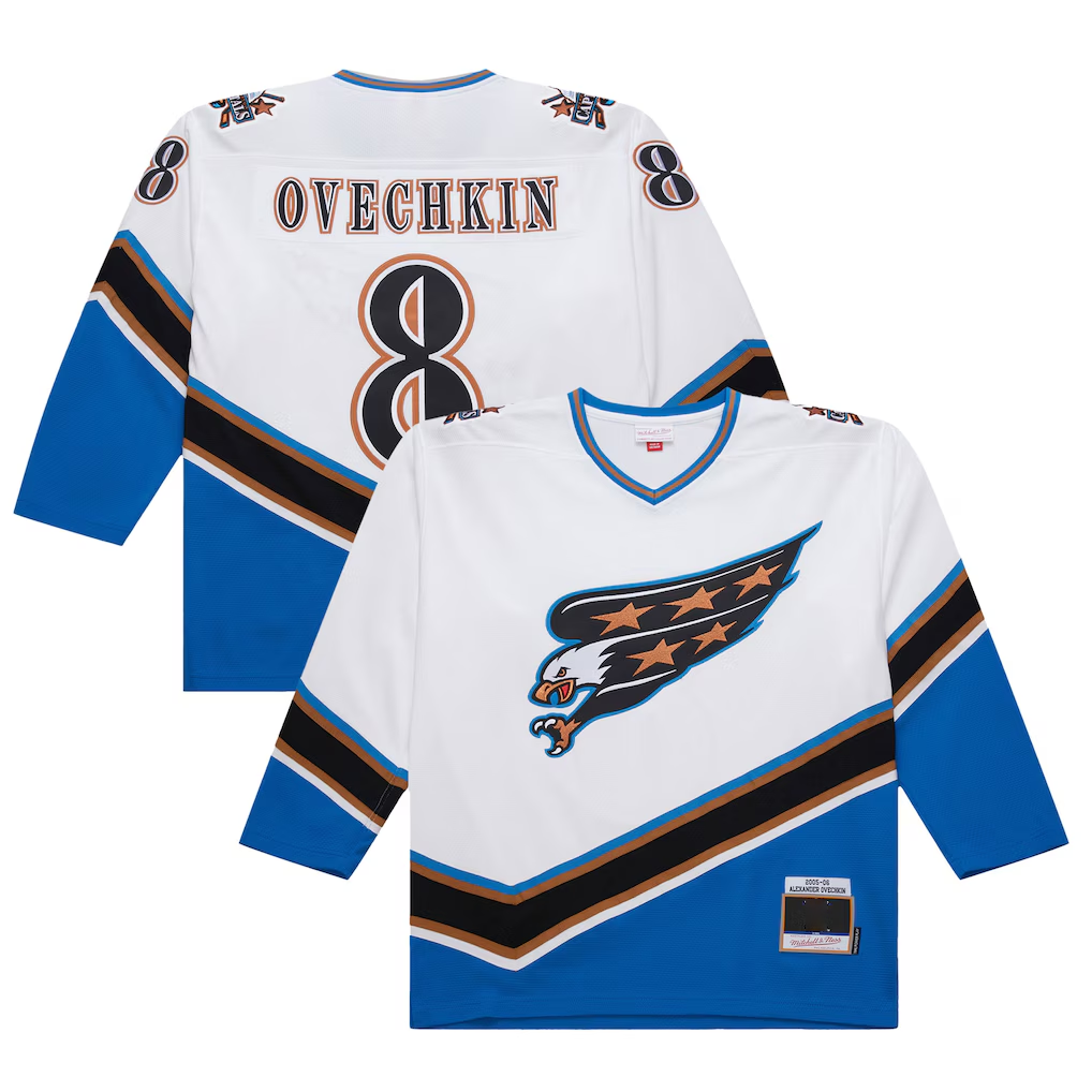 Kdoa W.Capitals #8 Alexander Ovechkin Mitchell & Ness White 2005-06 Power Play Jerseys
