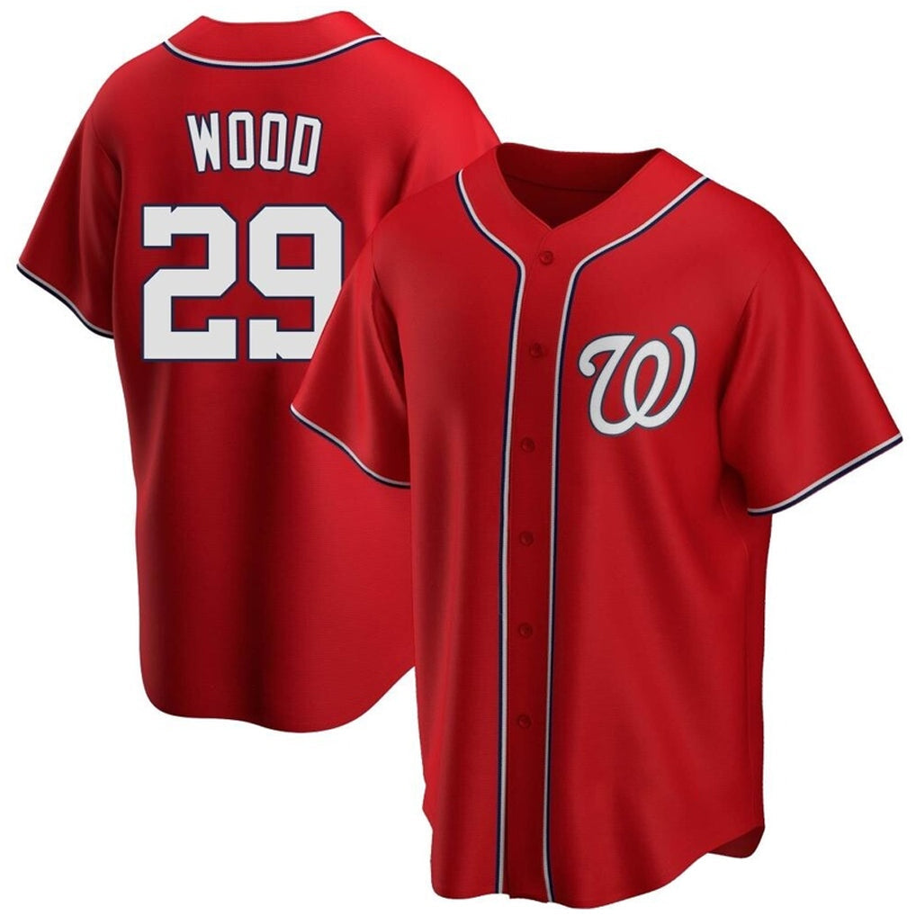 Kdoa W.Nationals #29 James Wood Player Red Replica Alternate Stitched Jerseys