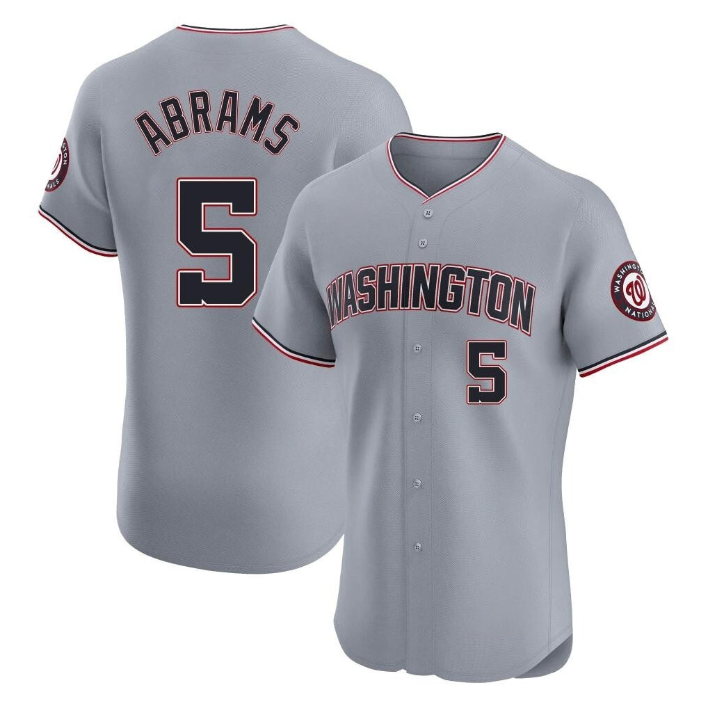 Kdoa W.Nationals #5 CJ Abrams Player Gray Elite Road Replica Stitched Jerseys