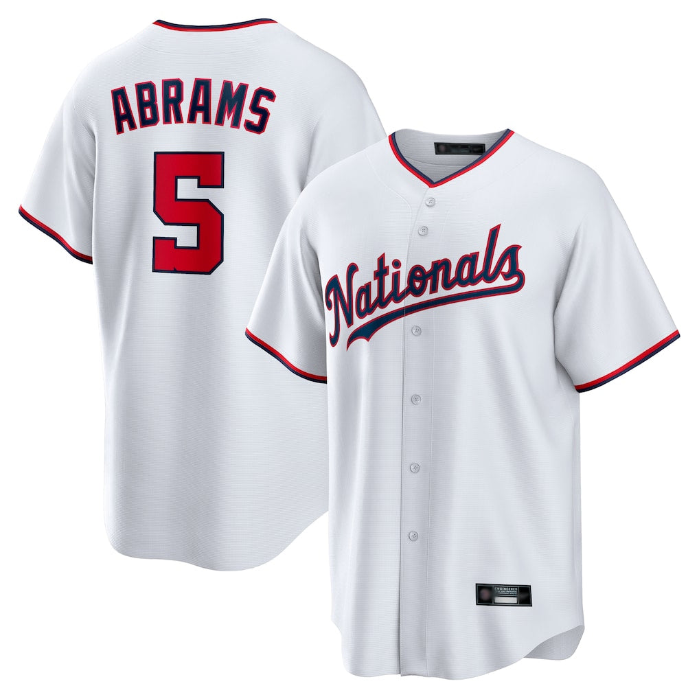 Kdoa W.Nationals #5 CJ Abrams Player White Home Replica Stitched Jerseys