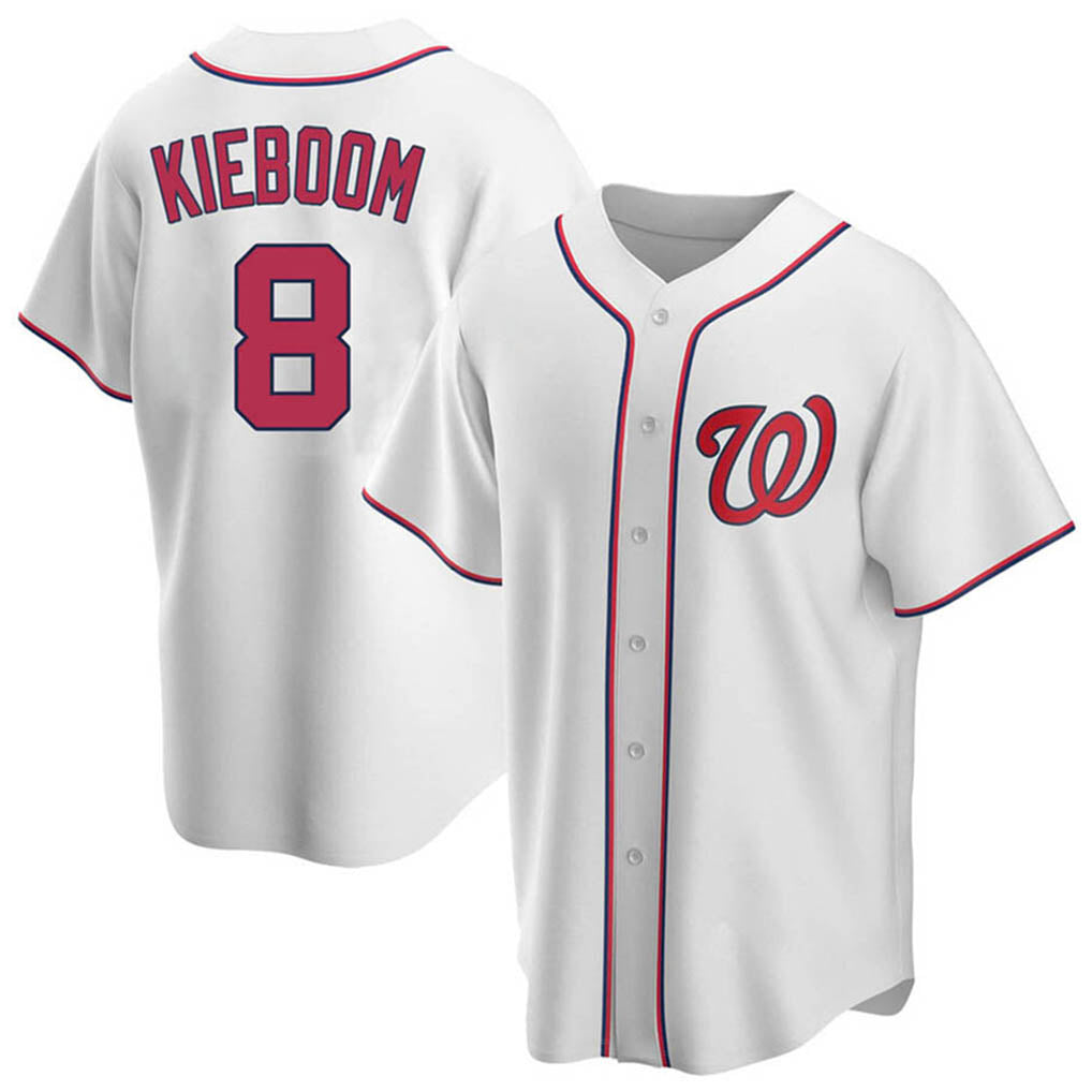 Kdoa W.Nationals #8 Carter Kieboom Player White Home Replica Game Stitched Jerseys