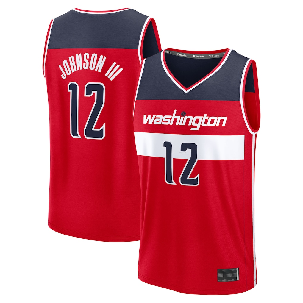 Kdoa W.Wizards #12 Tre Johnson III Red 2025  Draft First Round Pick Fast Break Replica Jerseys - Icon Edition