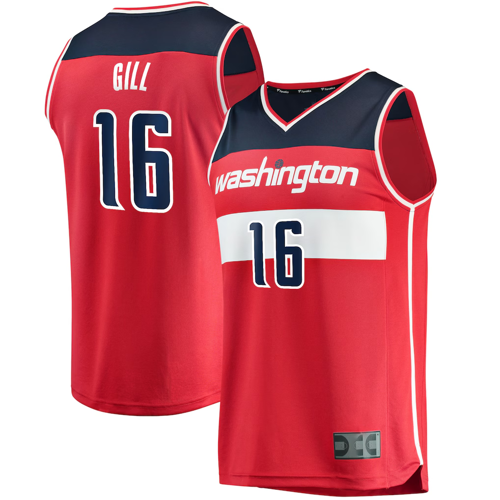 Kdoa W.Wizards #16 Anthony Gill Red Fast Break Replica Jerseys - Icon Edition