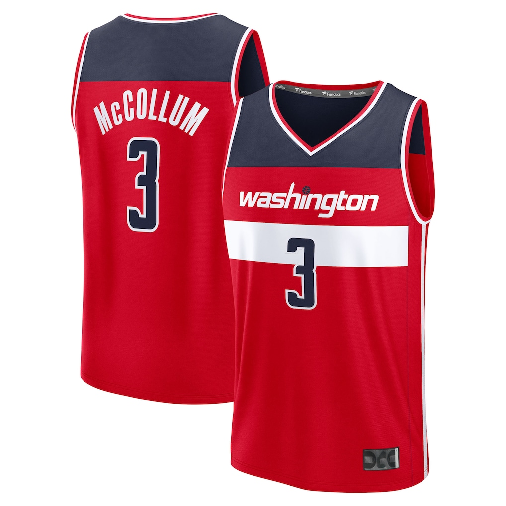 Kdoa W.Wizards #3 CJ McCollum Red Fast Break Replica Player Jerseys - Icon Edition