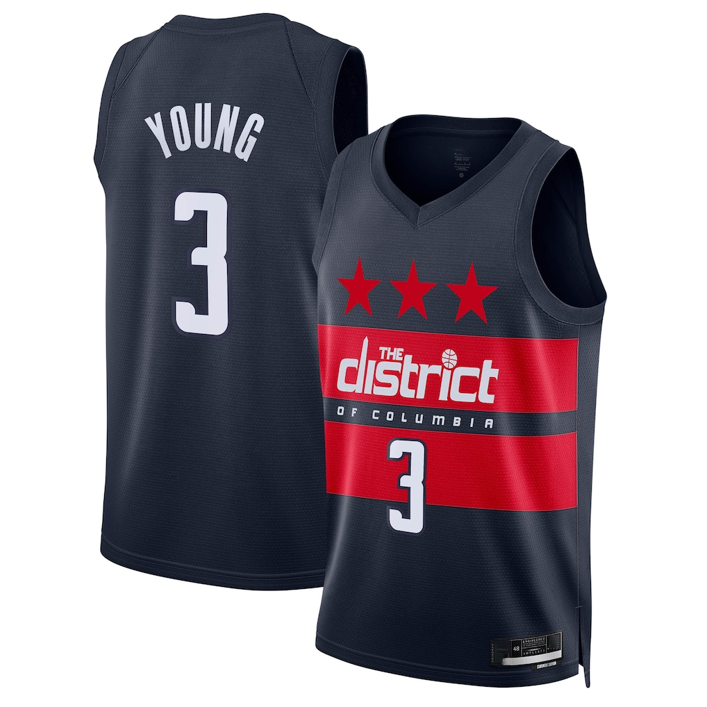 Kdoa W.Wizards #3 Trae Young Navy Swingman Jerseys - Statement Edition