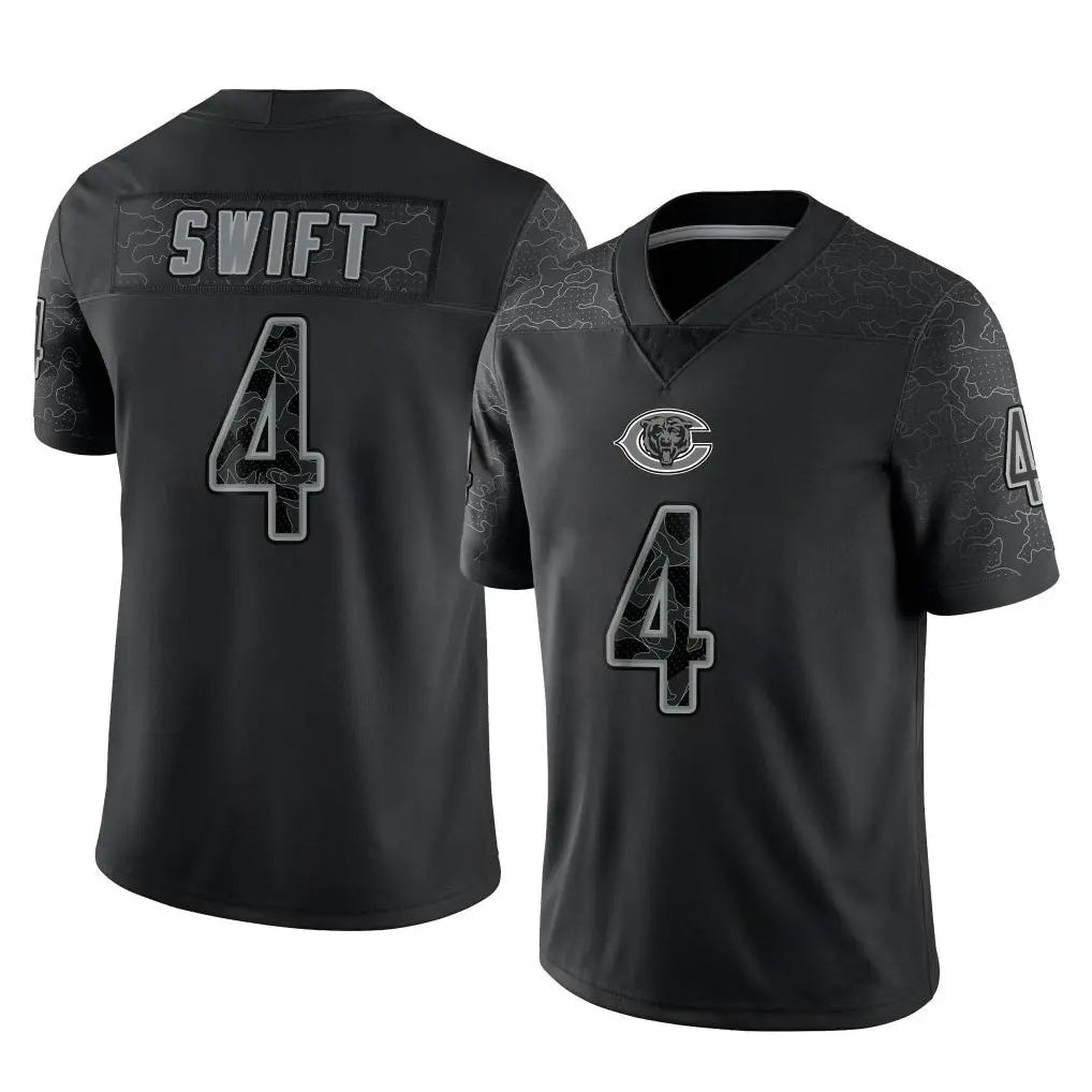 C.Bears #4 D'Andre Swift Player Black REFLECTIVE Limited Game Kdoa Stitched Jerseys