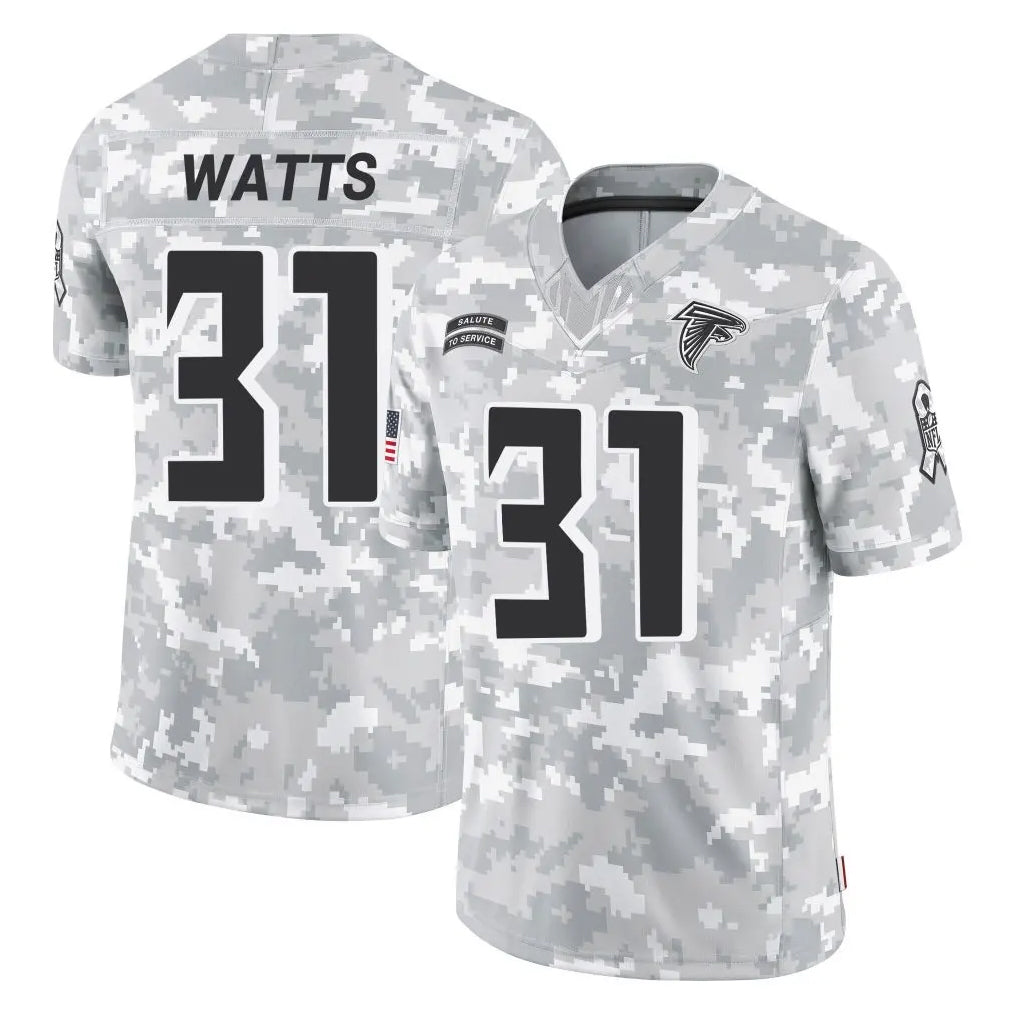 A.Falcons #31 Xavier Watts Player Camo Salute to Service Limited Kdoa Stitched Jerseys