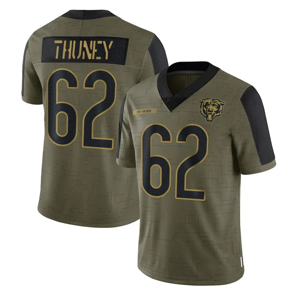 C.Bears #62 Joe Thuney Player Olive Salute to Service Limited Kdoa Stitched Jerseys