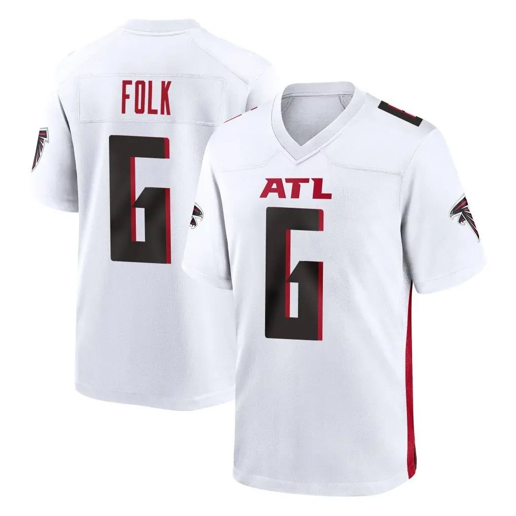 A.Falcons #6 Nick Folk Player White Home Game Kdoa Stitched Jerseys
