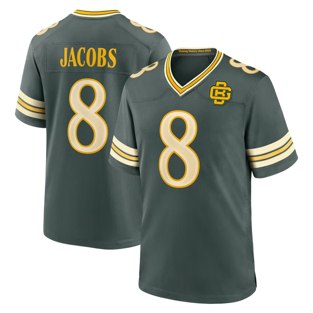 GB.Packers #8 Josh Jacobs Player Green 2026 Rivalries Collection Home Game Edoa Stitched Jerseys