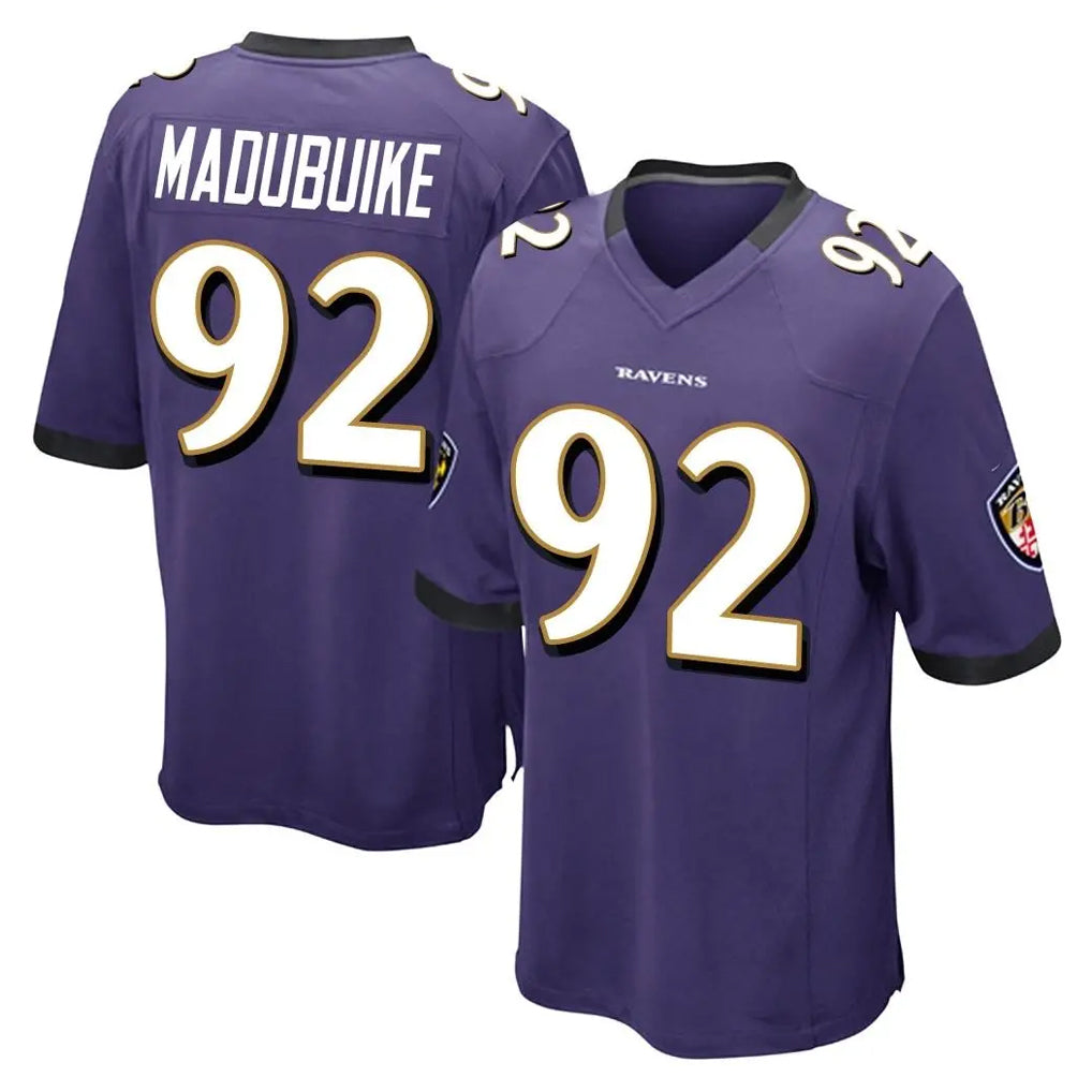 B.Ravens #92 Nnamdi Madubuike Player Purple Color Rush Home Game Kdoa Stitched Jerseys