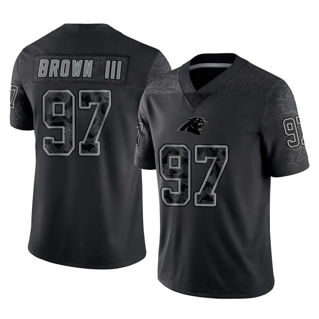 C.Panthers #97 Bobby Brown III Player Black Limited Reflective Game Kdoa Stitched Jerseys