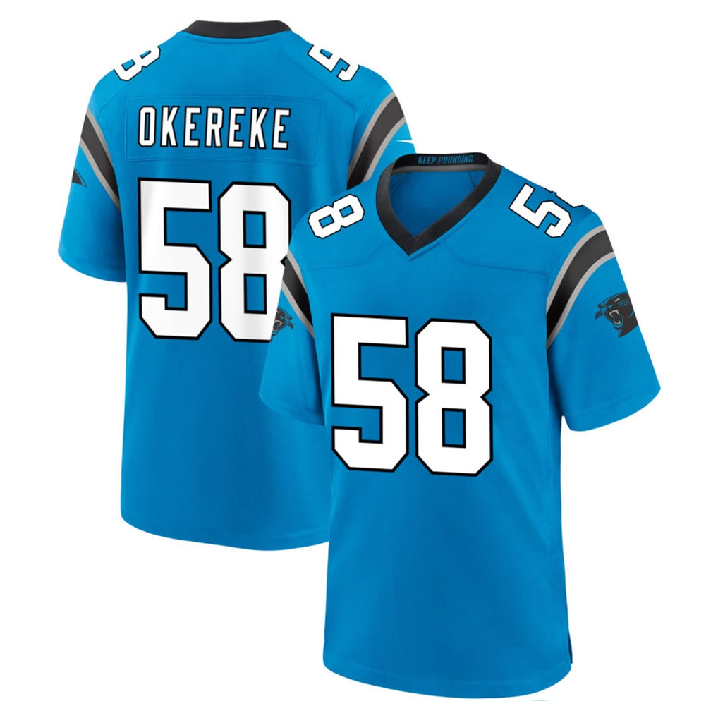 C.Panthers #58 Bobby Okereke Player Blue Home Game Kdoa Stitched Jerseys