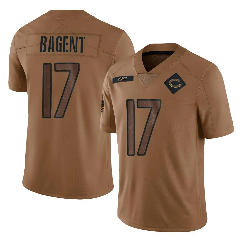 C.Bears #17 Tyson Bagent Player Brown Salute to Service Limited Kdoa Stitched Jerseys
