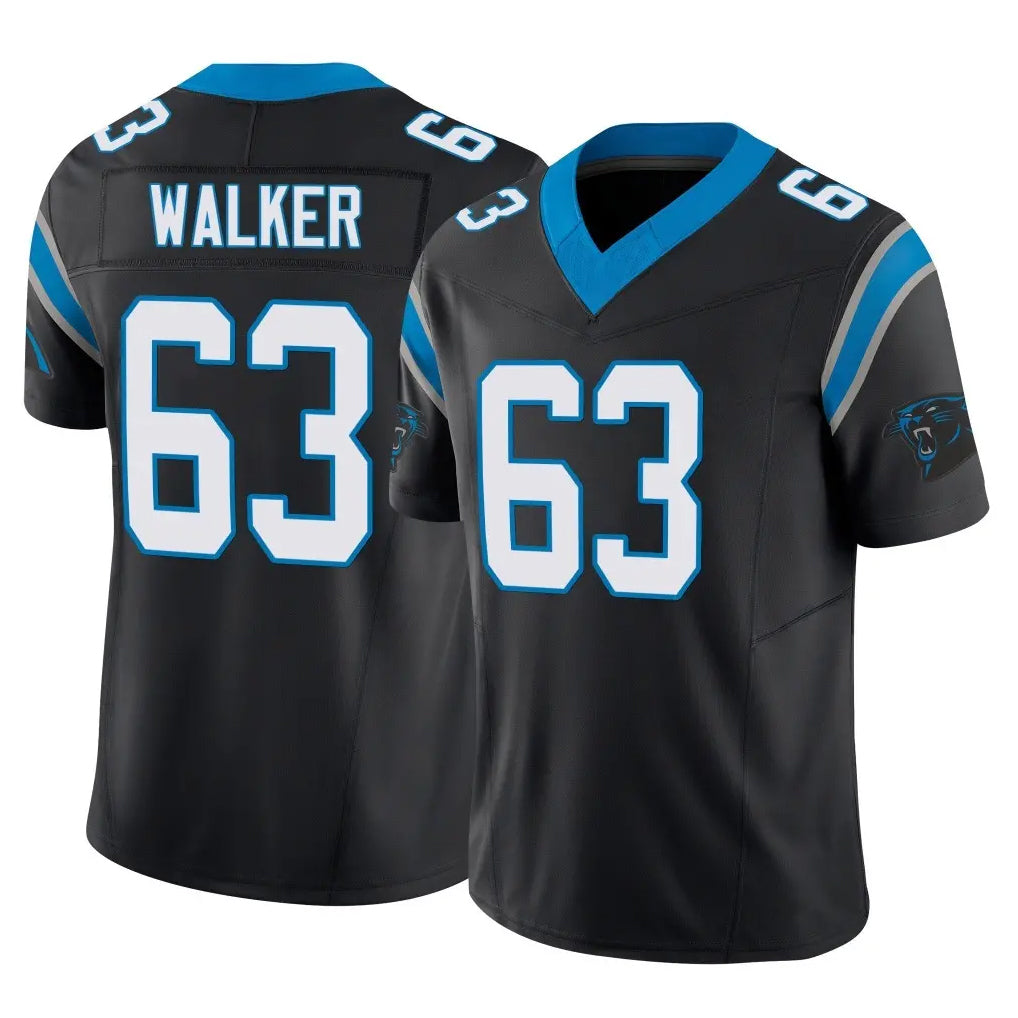 C.Panthers #63 Rasheed Walker Player Black Vapor F.U.S.E. Limited Home Game Kdoa Stitched Jerseys