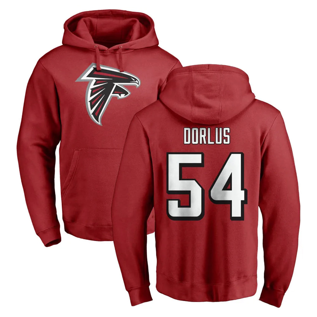 A.Falcons #54 Brandon Dorlus Player Red Pullover Hoodies Home Game Kdoa Stitched Jerseys