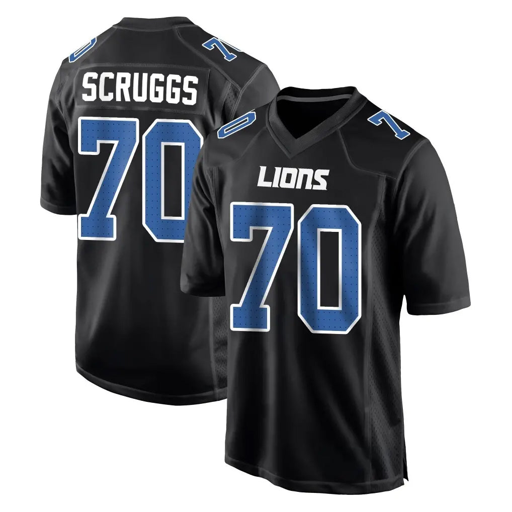 D.Lions #70 Juice Scruggs Player Black Fashion Home Game Kdoa Stitched Jerseys