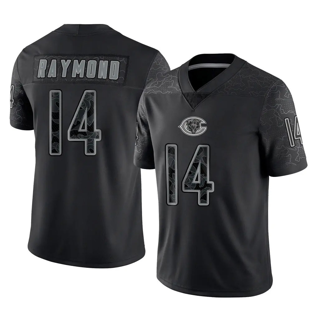 C.Bears #14 Kalif Raymond Player Black REFLECTIVE Limited Game Kdoa Stitched Jerseys