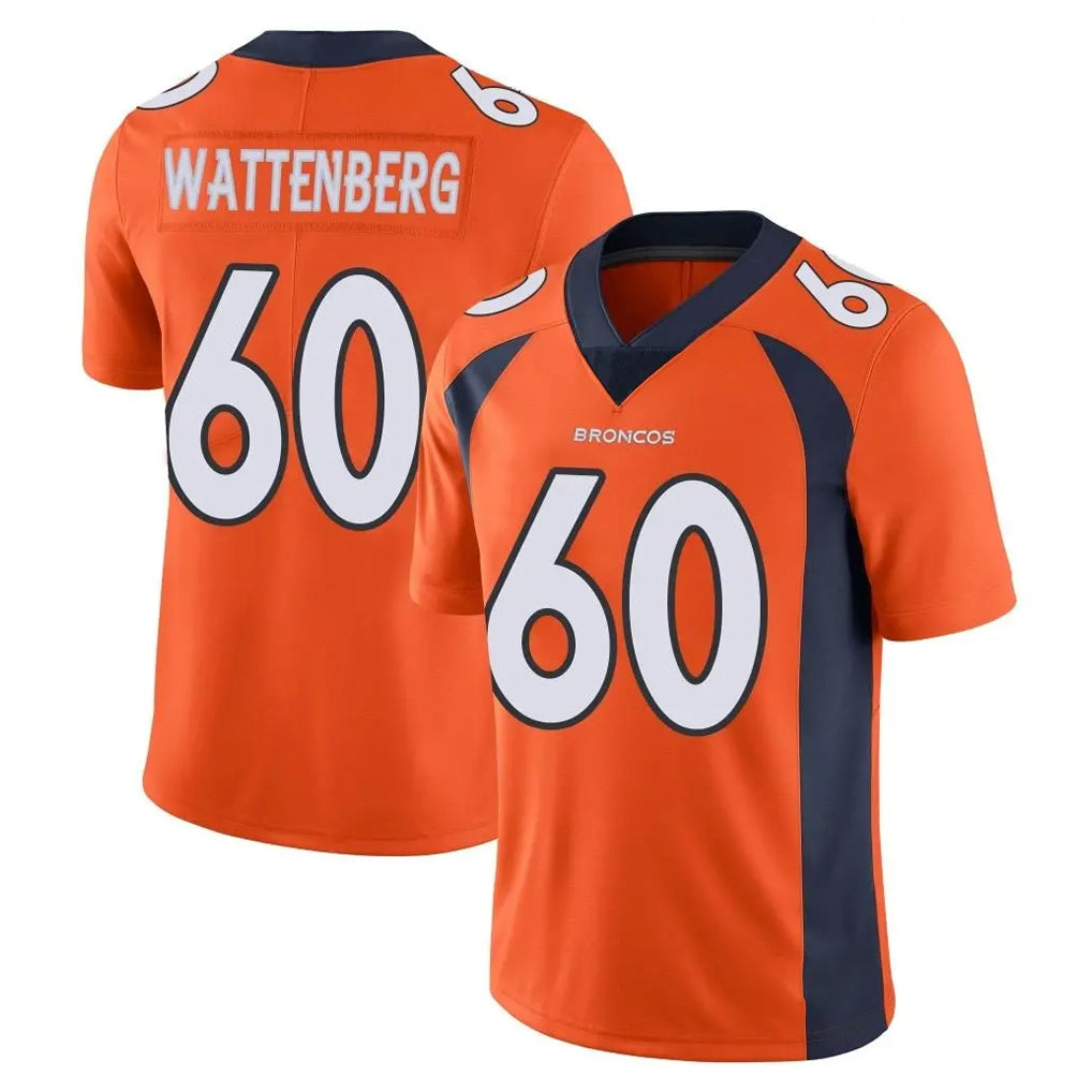 D.Broncos #60 Luke Wattenberg Player Orange Color Vapor Untouchable Limited Game Kdoa Stitched Jerseys