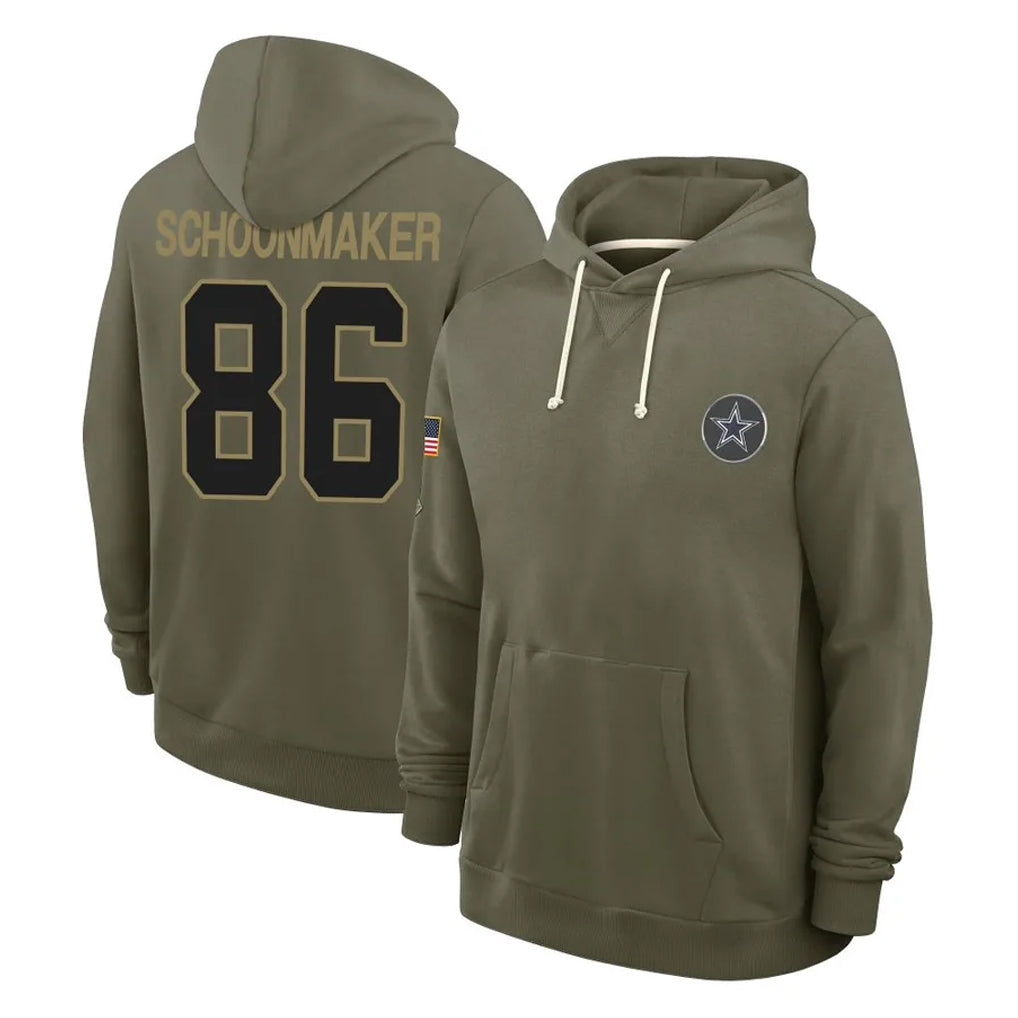 D.Cowboys #86 Luke Schoonmaker Player Olive Salute to Service Pullover Hoodies Limited Xdoa Stitched Jerseys