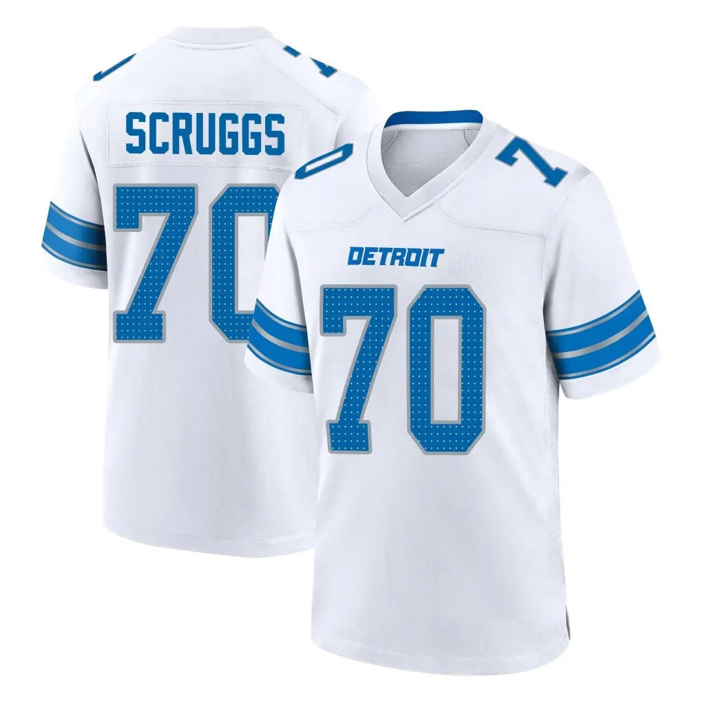 D.Lions #70 Juice Scruggs Player White Alternate Home Game Kdoa Stitched Jerseys