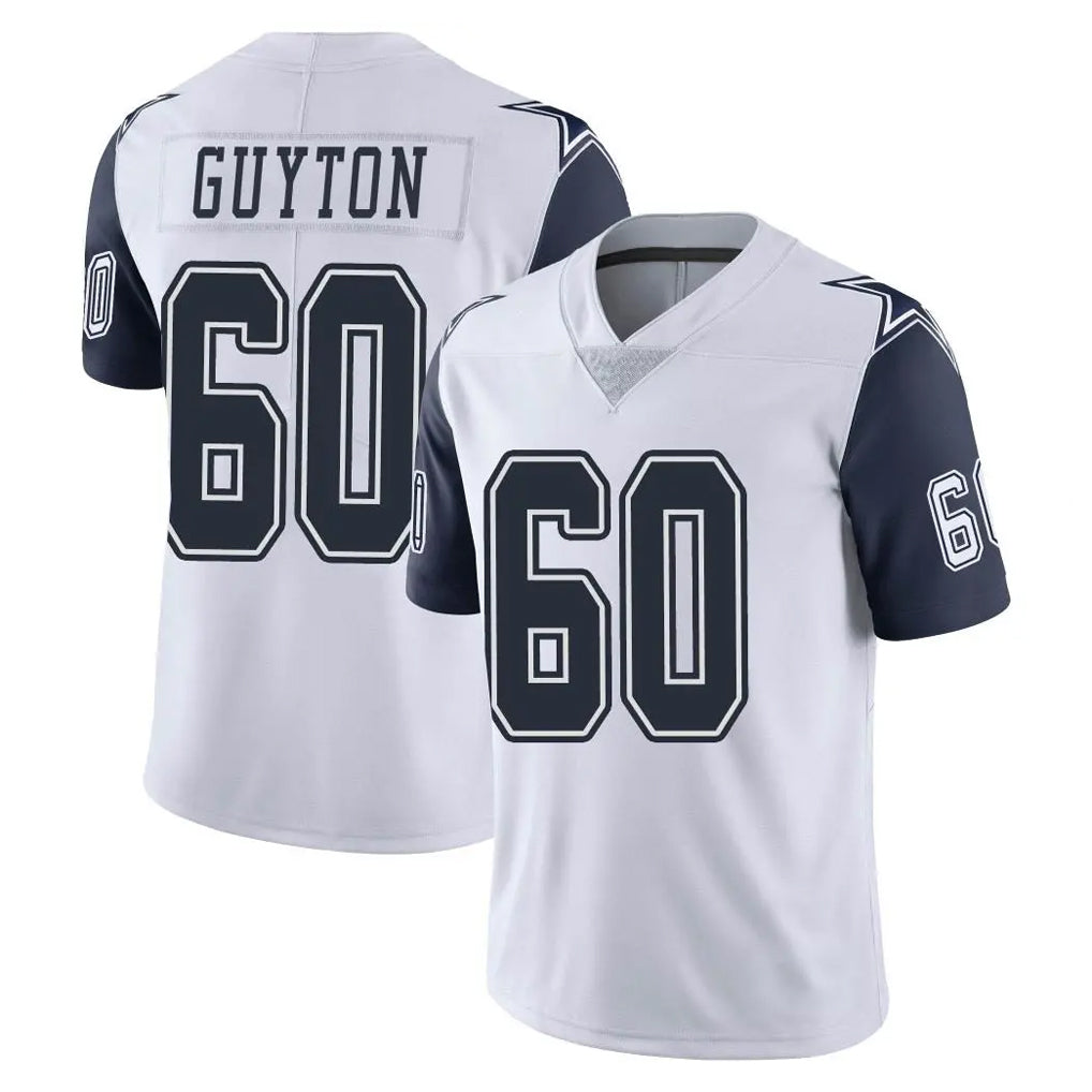 D.Cowboys #60 Tyler Guyton Player White-Navy Limited Color Rush Vapor Untouchable Home Game Xdoa Stitched Jerseys