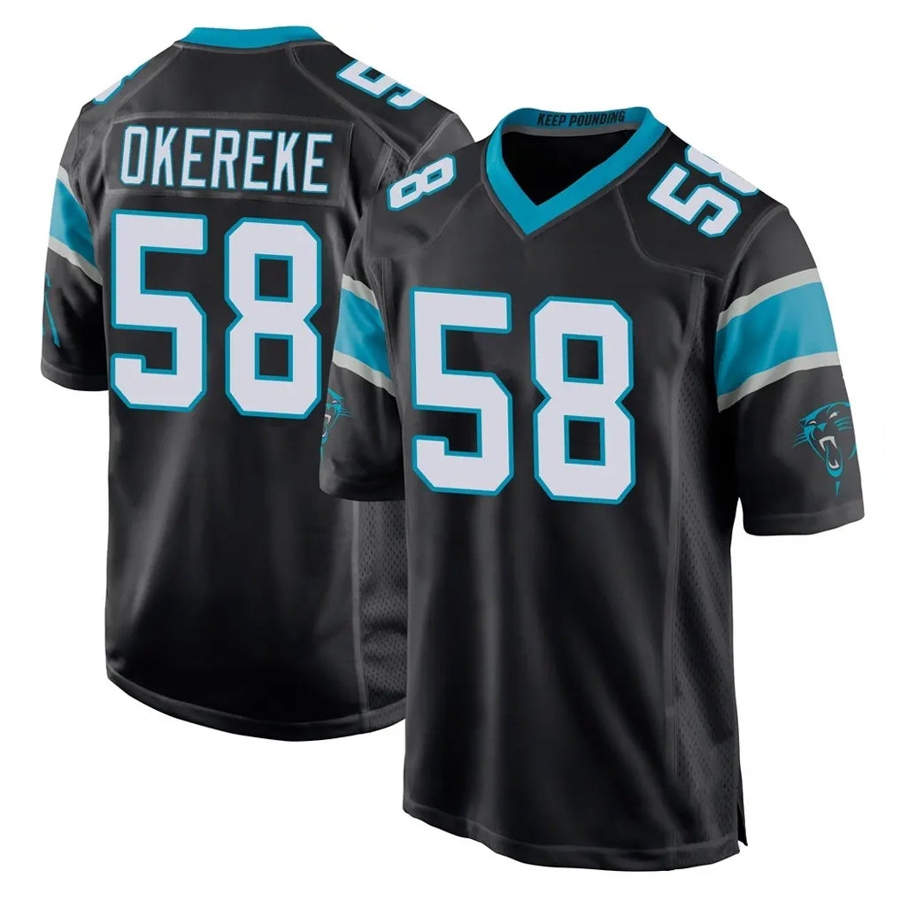 C.Panthers #58 Bobby Okereke Player Black Home Game Kdoa Stitched Jerseys