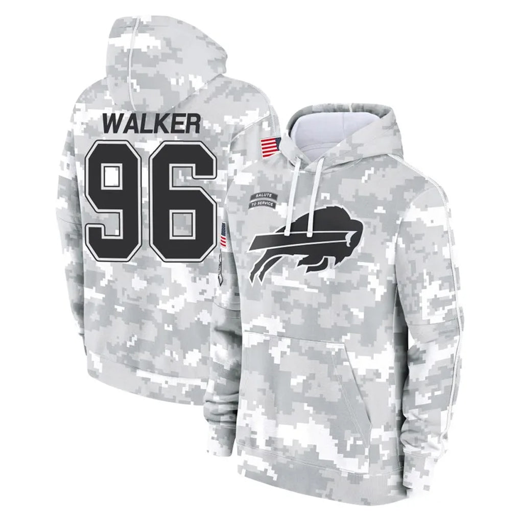 B.Bills #96 Deone Walker Player Arctic Camo Salute to Service Hoodies Kdoa Stitched Jerseys