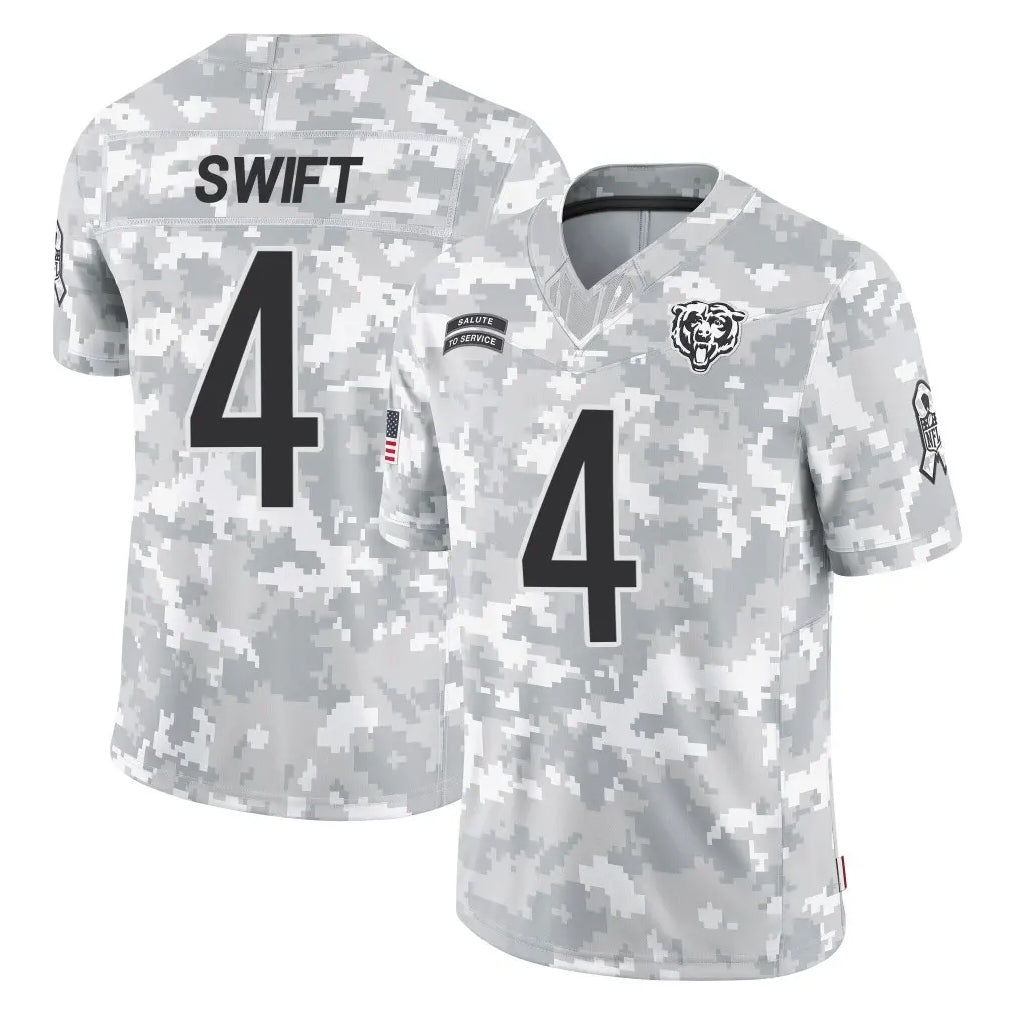 C.Bears #4 D'Andre Swift Player Arctic Camo Salute to Service Limited Kdoa Stitched Jerseys