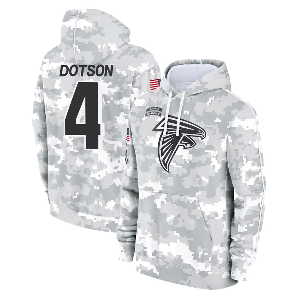 A.Falcons #4 Jahan Dotson Player Camo Arctic Salute to Service Hoodies Limited Kdoa Stitched Jerseys