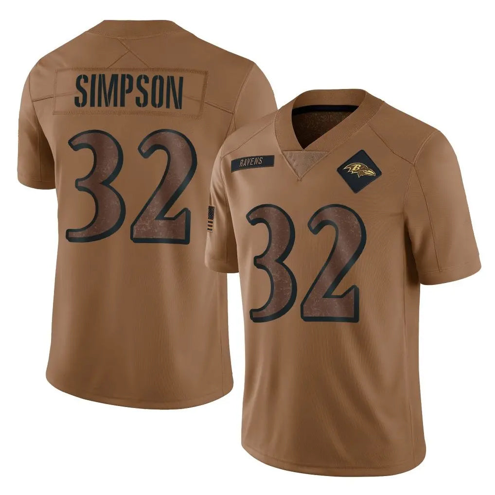 B.Ravens #32 Trenton Simpson Player Brown Salute To Service Limited Kdoa Stitched Jerseys