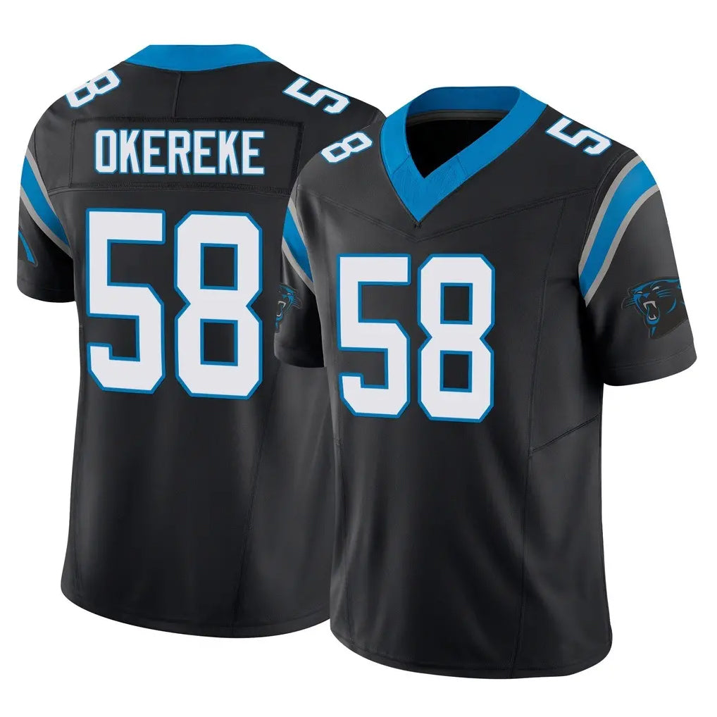 C.Panthers #58 Bobby Okereke Player Black Vapor F.U.S.E. Limited Home Game Kdoa Stitched Jerseys