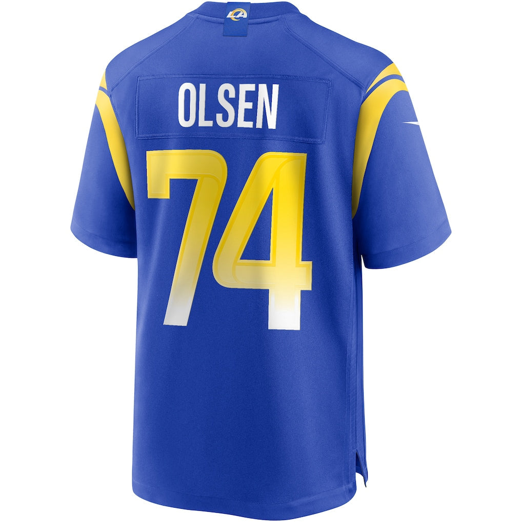 Kdoa LA.Rams #74 Merlin Olsen Royal Game Retired Player Jersey