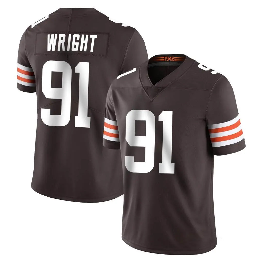 C.Browns #91 Alex Wright Player Brown Color Vapor Untouchable Limited Home Game Kdoa Stitched Jerseys