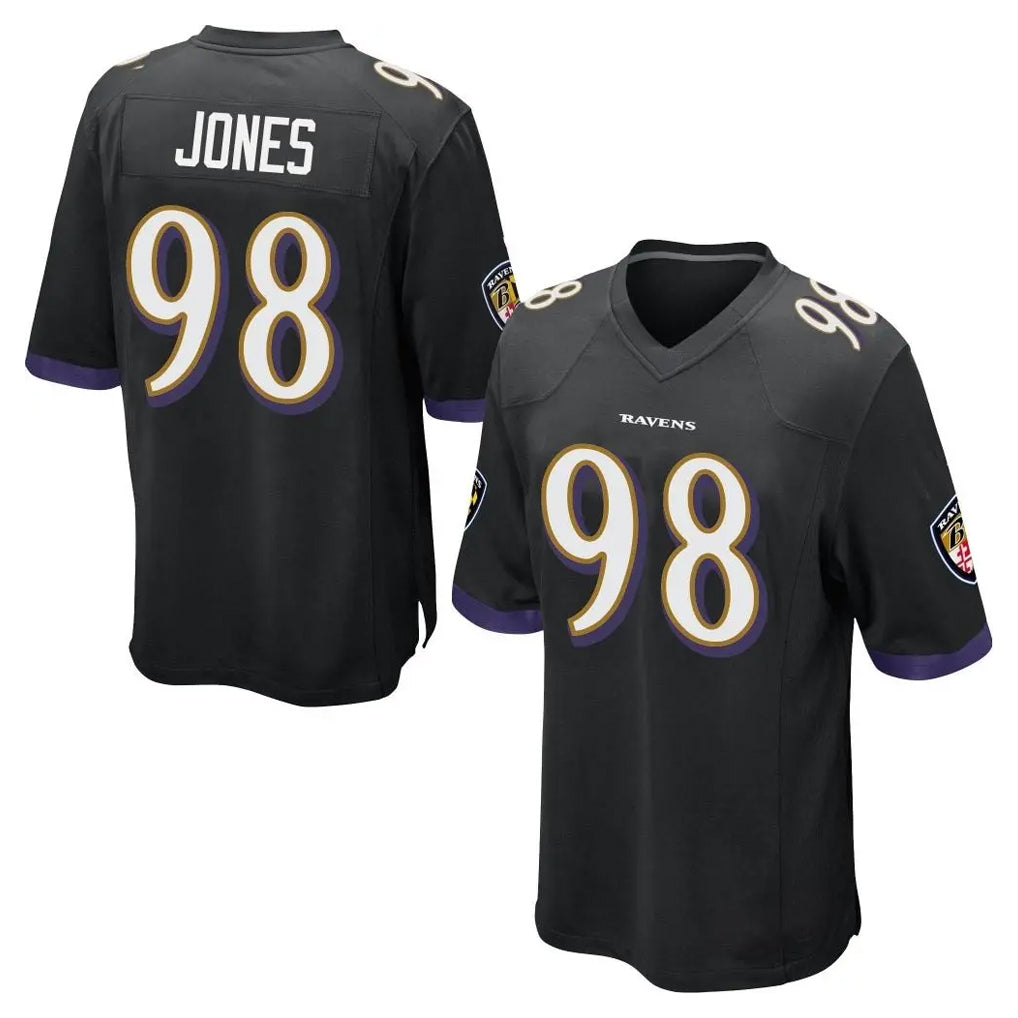 B.Ravens #98 Travis Jones Player Black Home Game Kdoa Stitched Jerseys
