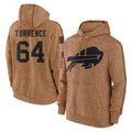 B.Bills #64 O'Cyrus Torrence Player Brown Salute to Service Hoodies Kdoa Stitched Jerseys
